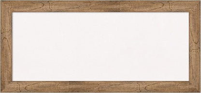 Amanti Art White Cork Board for Wall, 16x34 Vision Board with Brown Wood Frame, Medium Corkboard Office Decor for Home Organization, Rustic Farmhouse Corkboard Pinboard to display items for home