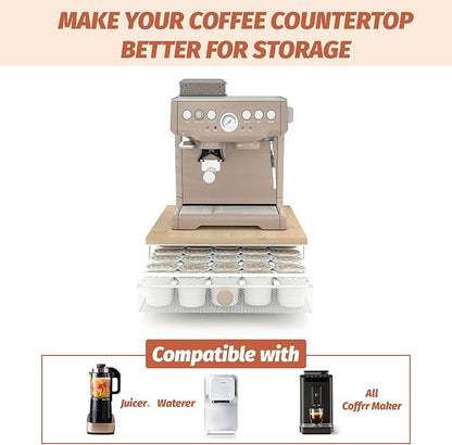 Sedegn Coffee Pod Holder Counter Coffee Vertuo Capsules Storage Organizer with Sliding Drawer Compatible For 35 K-Cup Pods No Assembly Needed Natural Colour
