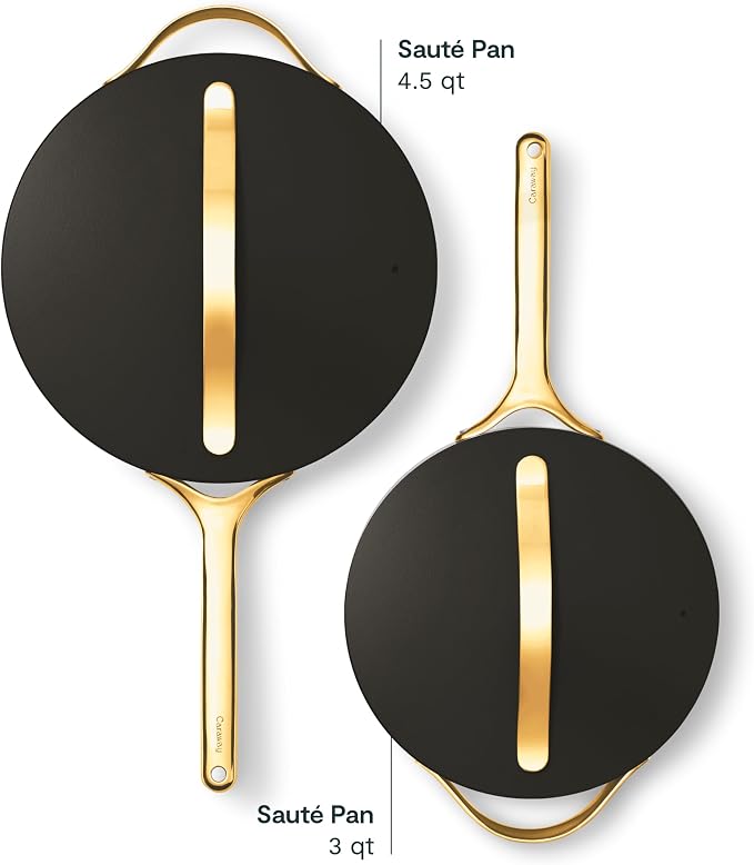 Caraway 8in + 10in Fry + 12in Fry Set (no lids) + 3Qt+ 4.5Qt Saute Duo Black