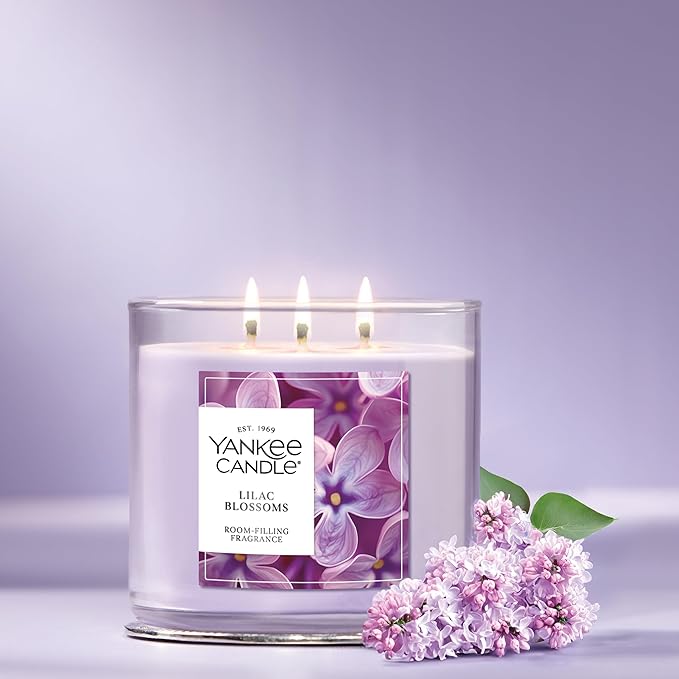 Yankee Candle Lilac Blossoms, Scented Candle, 14.5oz 3-Wick Candle Jar with up to 40 Hours Burn Time, Giftable