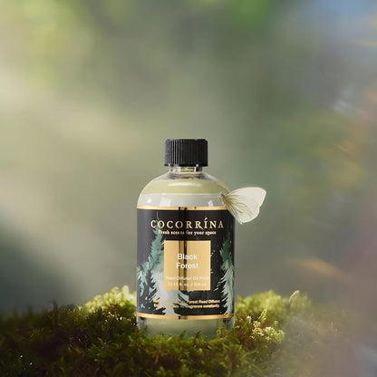 Cocorrína Reed Diffuser Refill Black Forest 10.14oz (300ml) with 8 Sticks - Premium Long-Lasting Floral Essential Oil, Home Fragrance for Bedroom, Bathroom Home Decor