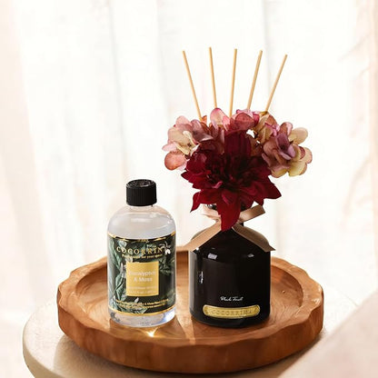 Cocorrína Reed Diffuser Refill Eucalyptus & Moss 10.14oz (300ml) with 8 Sticks - Premium Long-Lasting Floral Essential Oil, Home Fragrance for Bedroom, Bathroom Home Decor