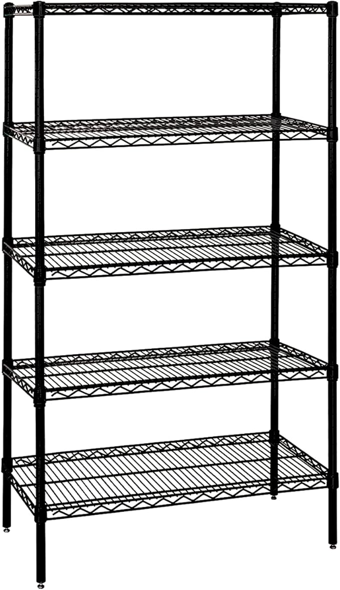 Quantum Storage Systems WR63-2424BK-5 Starter Kit Wire Shelves Black Epoxy 5 Shelves 63" H x 24" W x 24" D
