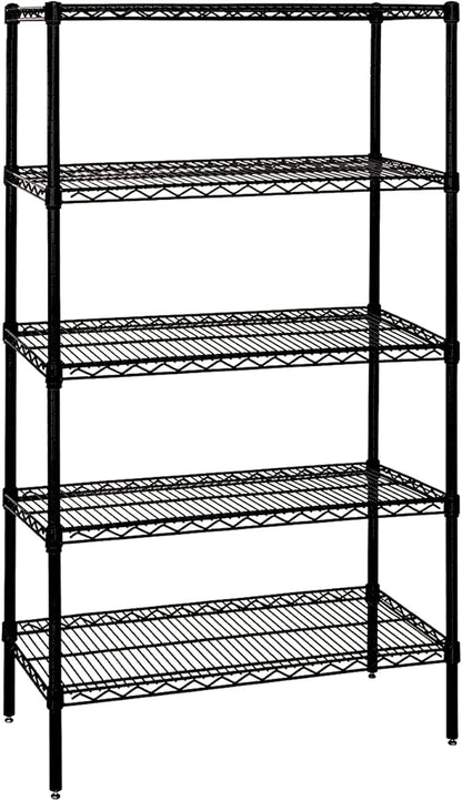 Quantum Storage Systems WR63-2424BK-5 Starter Kit Wire Shelves Black Epoxy 5 Shelves 63" H x 24" W x 24" D