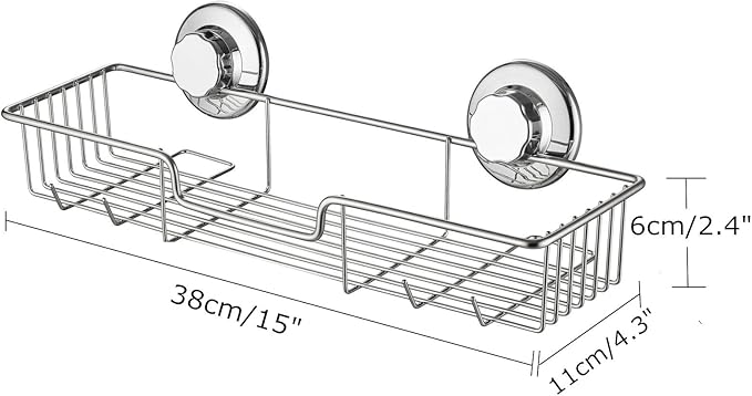 SANNO Suction Cup Shower Caddy Storage Combo Organizer, No Damage Bath Shelf Suction Cup Shower Basket,Rustproof Wire Bathroom Accessories - Rustproof Stainless Steel