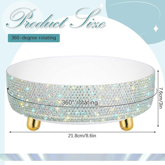 Honeydak 360 Rotating Perfume Organizer Gift for Women, Rhinestone Preppy Skincare Organizer Bathroom Counter Makeup Holder Skincare and Perfume Storage for Cosmetic(1 Tier,Resin Diamond,AB Color)
