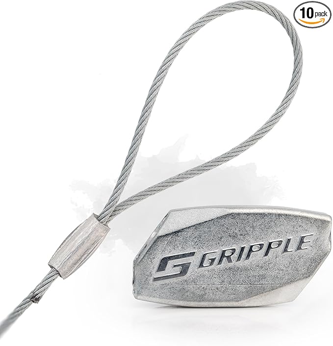 Gripple - No. 3 Standard Loop Hangers | Standard Hanger Cable | Hanger with Fastener for Fast Suspension | 200 lbs Safe Working Load | Sold in Packs of 10 | 5 Ft Rope