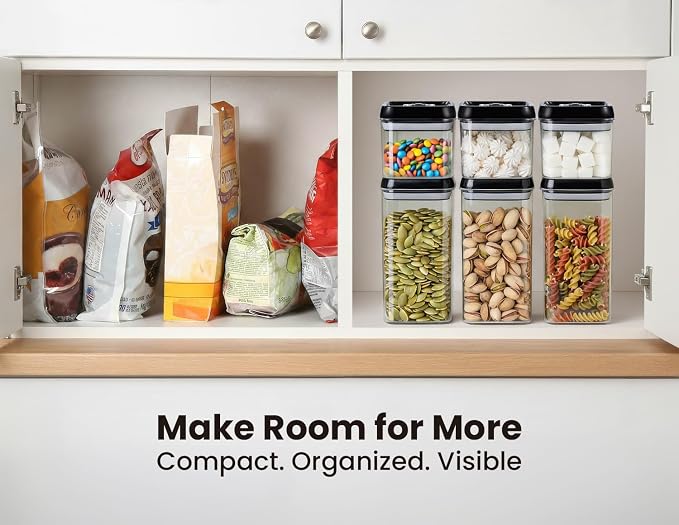 Felli Flip Tite Food Storage Container 5" LARGE Size Airtight Lid Lock Top, Stackable Kitchen Canister for Space Saving, Pantry Fridge Cupboard Organizer, Spice Seasoning Pet Treats Snack (1.1 qt)