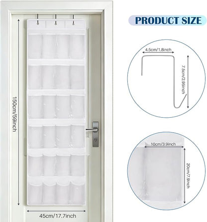 Legging Organizer for Closet，Hanging Yoga Legging Storage with 24 Pockets for Yoga Pants, Tank Top (White)