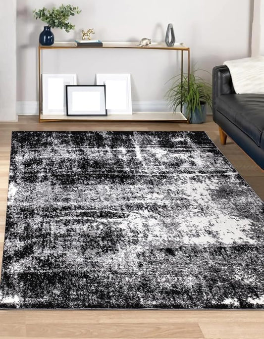 Keen Home Design Area Rugs - 48"x72" Non-Shedding, Thick Pile Abstract Rugs for Kitchen, Living Room, Bedroom, Dining Room, Entryway - Size: 4' x 6', Abstract Black