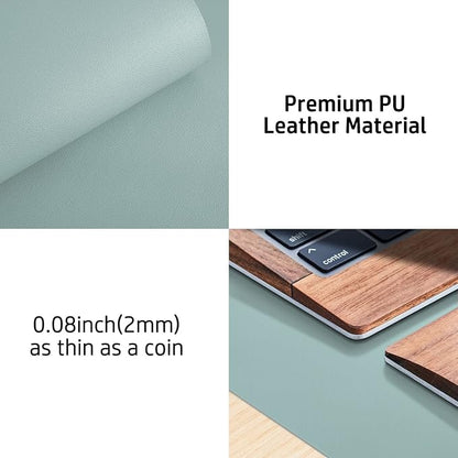Aothia Leather Desk Pad Protector, Mouse Pad, Office Desk Mat, Non-Slip PU Leather Desk Blotter, Laptop Desk Pad, Waterproof Desk Writing Pad for Office and Home (48"x17", Light Blue)