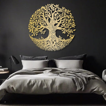 Yemwot Metal Tree of Life Wall Decor, Circle of Life Metal Tree Wall Art, Branch Art, Spiritual Decor, Modern Sculpture Decoration, Living Room Bedroom (Sliver-Tree 4, 18"x 18"| 47x47cm)