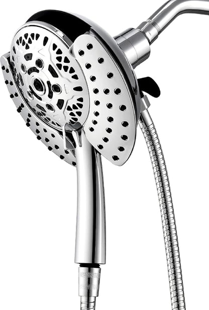 INAVAMZ Shower Head with Handheld High Pressure: Hand Held Shower Head & Rain Shower Head 2-IN-1 Shower Head with 59" Rotatable Stainless Steel Hose, Shower Trim Systems, Sliver 2.5 GPM 15391
