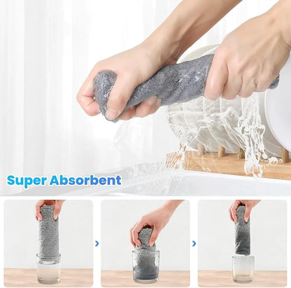 12 Pack Cleaning Cloth,Ultra Soft Absorbent Quick Drying Microfiber Cleaning Rags,No Scratches,Reusable,Washable,Lint Free Cleaning Towels for Kitchen,Window,Glass,car,11.8"×11.8"(Dark Grey)