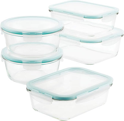 LOCK & LOCK Purely Better Glass Food Storage Container Set, 10 Piece, Clear