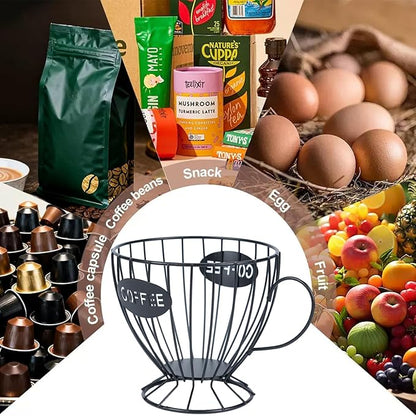 H&W 2PCS Coffee Pod Holder & Capsule Basket, Metal Coffee Bar Organizer for Kitchen Dinning Room Office Home Cafe Hotel (Black)