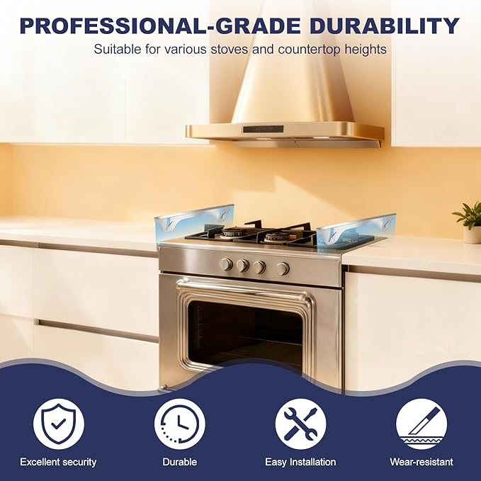 Upgrade 316 Stainless Steel Stove Gap Covers (2 Pack, 23.4”, Silver), Heat-Resistant Stove Gap Filler for Kitchen Counter and Stovetop, Range Trim Kit Oven Gap Guard Between Stove and Counter
