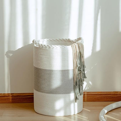 Homlikelan 72L Woven Laundry Basket,Tall Wicker Laundry Basket for Blankets,Clothes,Pillows,Toys,Shoes Large Cotton Laundry Hamper for Bedroom,Living Room,Bathroom
