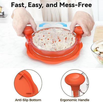 Ukeetap 10" Pro Chicken Shredder Tool Twist Large for Kitchen, BPA-Free Food-Safe Meat Grinder, Visible Chicken Breast Meat Shredder with Strong Anti-Slip Bottom & Ergonomic Handle, Orange