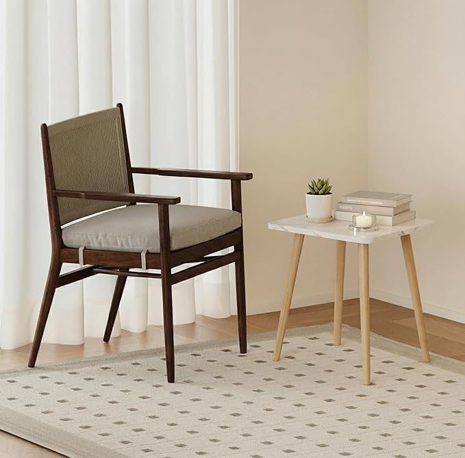 FORAOFUR Small End Table, Side Table Accent Table Living Room Bedroom Balcony Office, Modern Bedside Table Home Decor, Small Table for Small Spaces, Small Coffee Table, Easy Assembly, Marble White