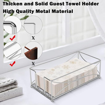 Livabber Guest Napkin Holder, Metal Bathroom Paper Hand Towel Storage Modern Napkin Tray Caddy for Countertop, Table Kitchen, Dinning Room (Chrome, Metal Base)