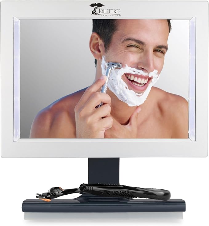ToiletTree Products Original LED Fogless Shower Mirror with Squeegee