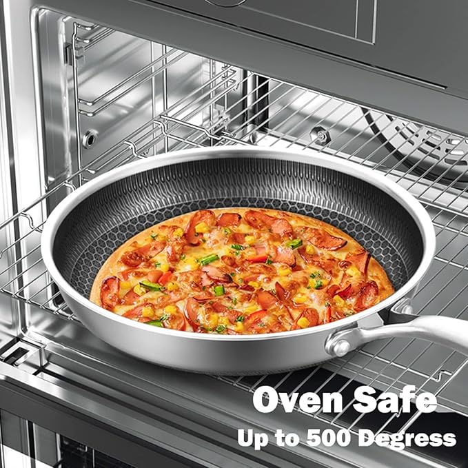 Hybrid Stainless Steel Cookware Set-6QT Sauté Pan with Lid,10 Inch Nonstick Frying Pan,Induction Compatible,PFOA Free,Dishwasher & Oven Safe