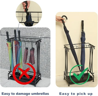 Umbrella Holder, Umbrella Stand Indoor Entryway, Umbrella Holder Outdoor, Umbrella Rack, Metal, Black