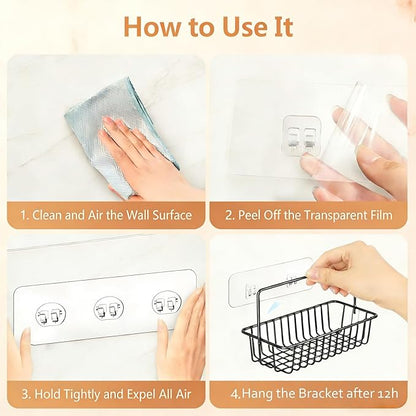 14 Pack Shower Caddy Adhesive Replacement, Waterproof Strong Shower Shelf Adhesive Hooks, No Drilling for Corner Shelf Basket, Bathroom Storage Shelves, Kitchen Racks and Soap Holde (14 Pack)