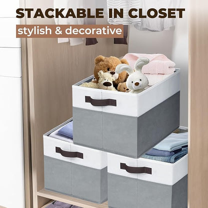 Criusia Extra Large Storage Bins 4 Pack - 16x12in Closet Organizers and Storage Baskets for Organizing Clothes Toy Blanket - Fabric Storage Cubes Containers for Shelves - All Room Organization