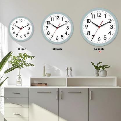 AKCISOT Wall Clock, Modern Small Wall Clocks Battery Operated 12 Inch, Silent Non-Ticking Analog Classic for Office, Home, Bathroom, Kitchen, Bedroom, School(Blue Gray)