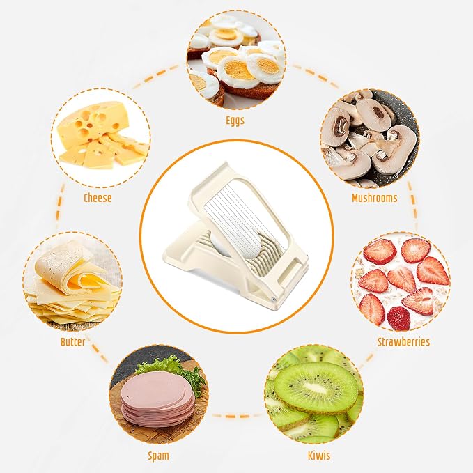 Egg Slicer for Hard Boiled Eggs, Stainless Steel Wire, Multipurpose Heavy Duty Aluminium Egg Cutter for Egg, Salads, Sandwiches, Strawberries, Mushrooms, Soft Cheese, Fruit, White