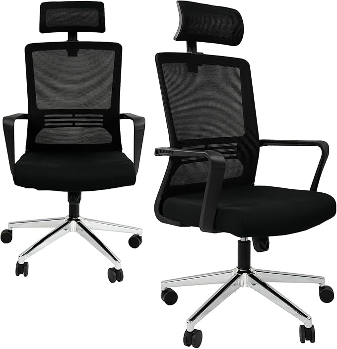 Ergonomic Office Chair,High Back Desk Chair with 3 Gear Tilting Backrest and Adjustable Headrest,400lbs Weight Capacity Integrated Metal Base with Swivel Wheels,Comfort Breathable Mesh