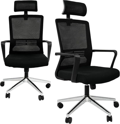 Ergonomic Office Chair,High Back Desk Chair with 3 Gear Tilting Backrest and Adjustable Headrest,400lbs Weight Capacity Integrated Metal Base with Swivel Wheels,Comfort Breathable Mesh