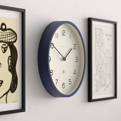 NEWGATE® Number Four Echo wall Clock | Modern Round Clock | 30cm | Midnight Blue | Easy to Read Numbers | Ideal for Kitchen, Living Room or Office