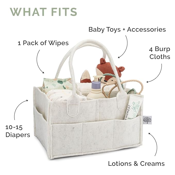 Parker Baby Diaper Caddy - Nursery Storage Bin and Car Organizer for Diapers and Baby Wipes - Gray, Regular
