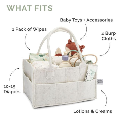 Parker Baby Co. Diaper Caddy - Nursery Storage Bin and Car Organizer for Diapers and Baby Wipes - Oatmeal, Large