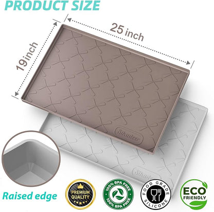 SIKADEER 25" x 22" Under Sink Mat Waterproof, Silicone Mat Kitchen Drawer Shelf and Cabinet Liner, Sink Protector for Kitchen Organizers and Storage, Boot Tray Pet Food Mats