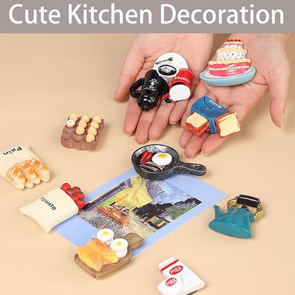 10pcs Food Fridge Magnets for Fridge Fun Cute Magnet Refrigerator Stickers for Kitchen Magnet Decorative Strong Resin Magnets Home Decor Office
