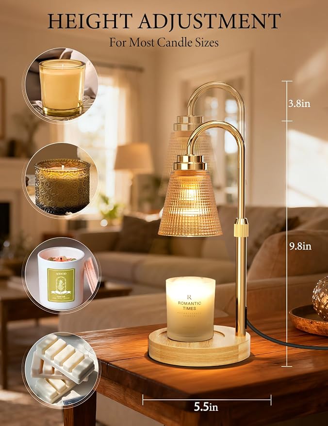 Candle Warmer Lamp with Timer Dimmable, Lamp Candle Warmer Birthday Gifts for Women, Black Adjustable Wax Melter Warmer for Jar Candles, House Warming Gift Home Decor