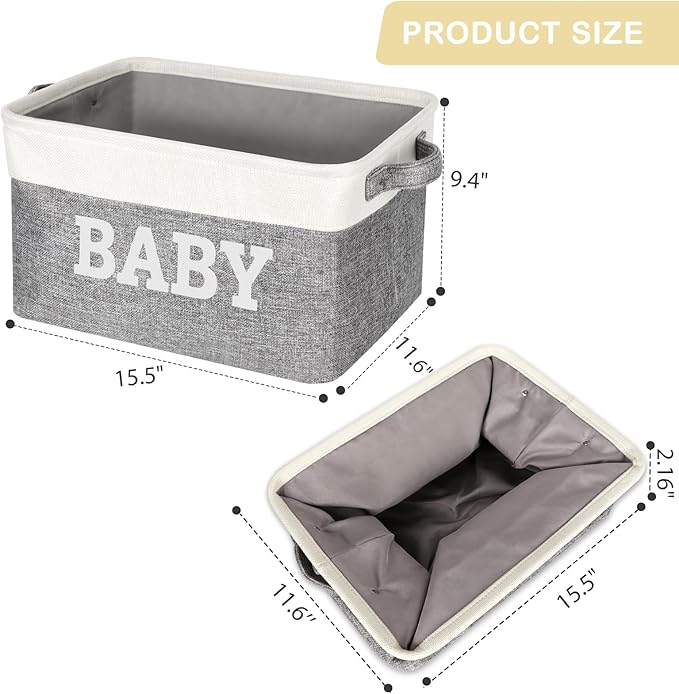 Lukeline Large Gift Basket Empty 15.5 x 11.6 x 9.4, Baby Storage Basket Shower Gifts for for Newborn Baby Essentials, Diaper Caddy Organizer with Handles, Decorative Baskets for Home Decor Shelves