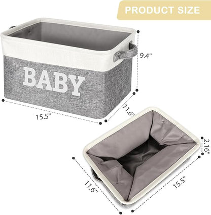 Lukeline Large Gift Basket Empty 15.5 x 11.6 x 9.4, Baby Storage Basket Shower Gifts for for Newborn Baby Essentials, Diaper Caddy Organizer with Handles, Decorative Baskets for Home Decor Shelves