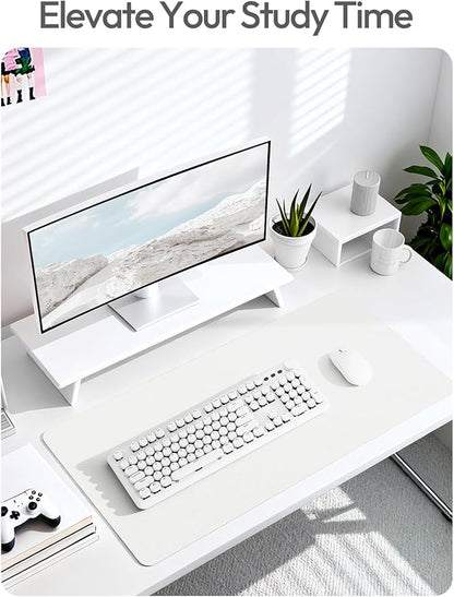 YSAGi Leather Desk Protector, Office Mat, Large Mouse Mat, Non-Slip PU Leather Blotter, Laptop Desk Pad, Waterproof Writing Pad for Office and Home (White, 47" x 17")