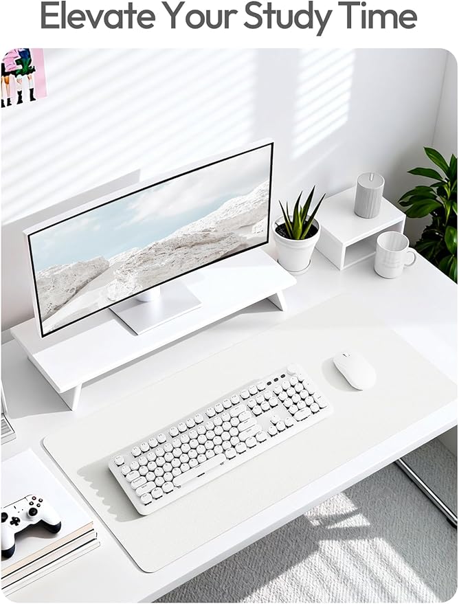 YSAGi Leather Desk Pad Protector, Office Desk Mat, Large Mouse Pad, Non-Slip PU Leather Desk Blotter, Laptop Desk Pad, Waterproof Desk Writing Pad for Office and Home (White,55" x 24")