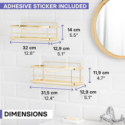 KINCMAX Shower Caddy Organizer - Self Adhesive Wall Shower Shelf - Stainless Steel Bath Shampoo Holder and Storage Rack