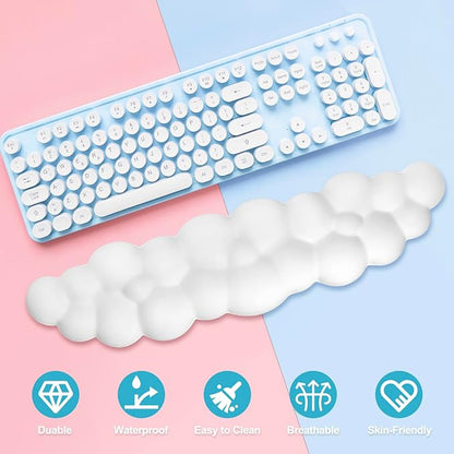 Cloud Wrist Rest Keyboard – Memory Foam with PU Leather Wrist Support for Computer Keyboards, Ergonomically Designed for Typing Comfort and Pain Relief
