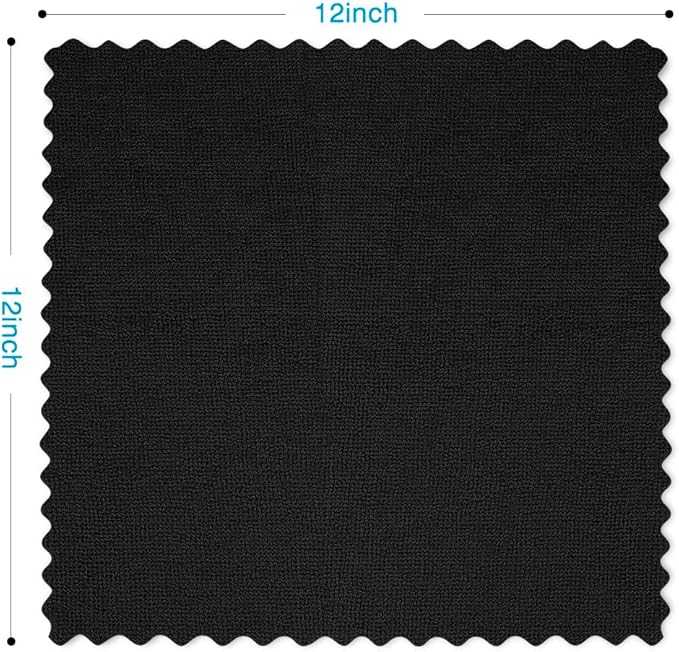 Orighty Microfiber Cleaning Cloth Bulk, 50 Pack Shop Towels, Reusable Cleaning Rags, Lint Free Microfiber Towels for Cars, Home & Kitchen, 12x12 Inch, Black