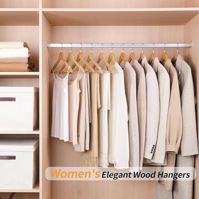 Amazon Basics Wood Suit Clothes Hangers, 30-Pack, Natural
