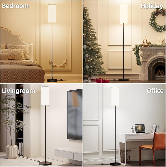 Keepsmile LED Floor Lamps for Living Room,Dimmable Floor Lamp with Remote,Custom Tall Lamp for Bedroom with 12W LED Bulb,Pole Light with Lamp Shade Foot Switch,Modern Standing Lamps for Office Dining