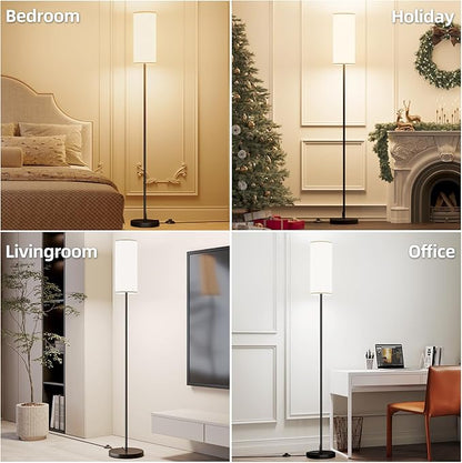 Keepsmile LED Floor Lamps for Living Room,Dimmable Floor Lamp with Remote,Custom Tall Lamp for Bedroom with 12W LED Bulb,Pole Light with Lamp Shade Foot Switch,Modern Standing Lamps for Office Dining